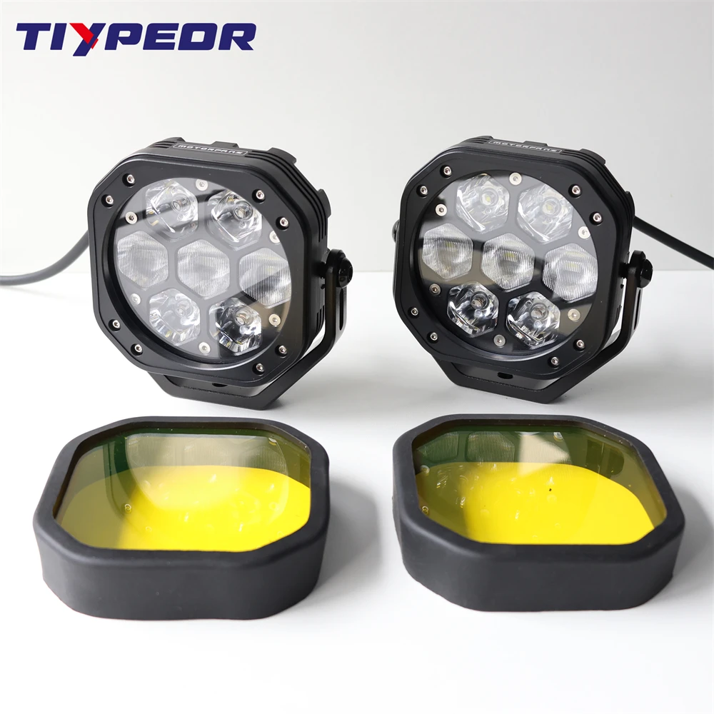 TIYPEOR Universal Spotlight Motorcycle Auxiliary Fog Driving Brighter CNC Aluminum IP68 Waterproof LED Light For Off-Road ATV UT