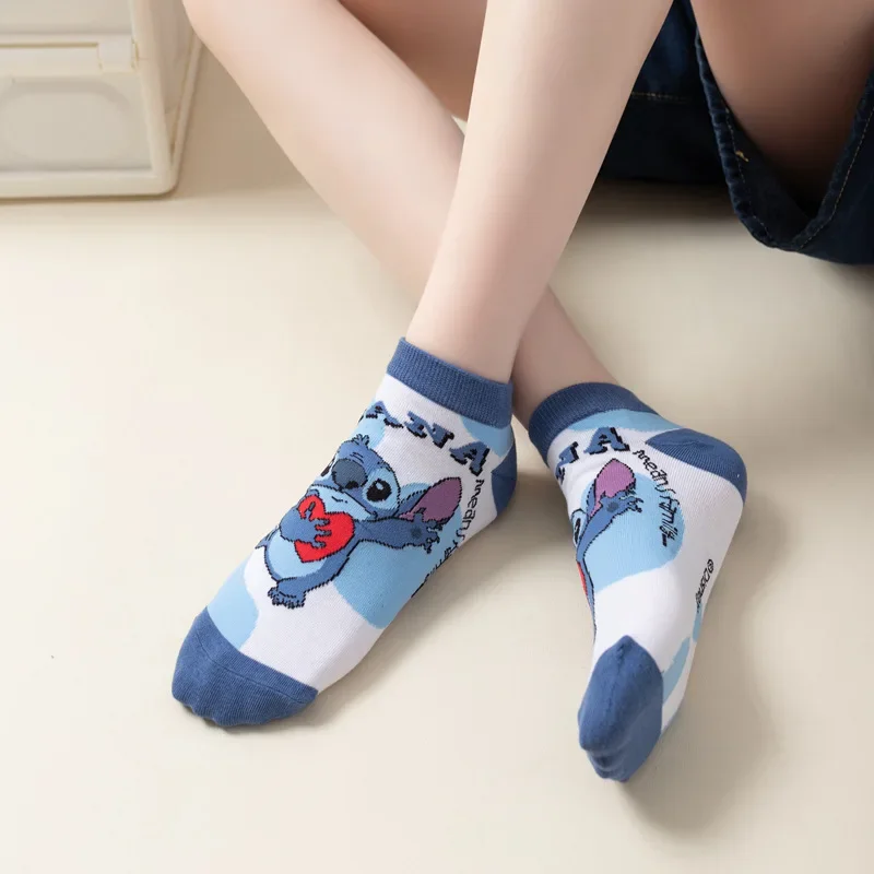 Lilo & Stitch-Calcetines náuticos transpirables, accesorios de Disney, calcetín periférico derivado de la película de Anime, cómodos, regalos de moda