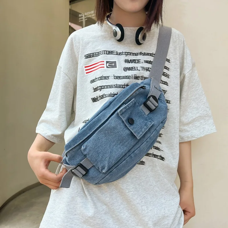 

Women's Crossbody Bag 2024 New Denim Casual Canvas Fashion Simple and Lightweight Crossbody Phone Waist Bag