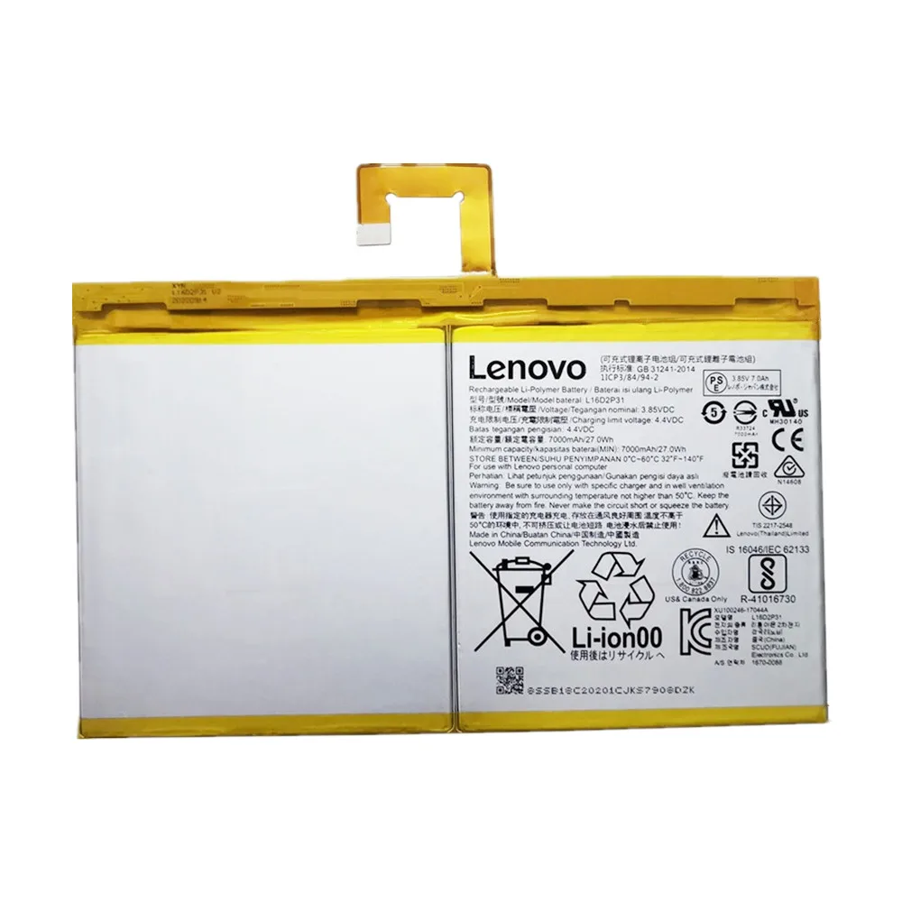 Original 7000mAh L16D2P31 Battery For Lenovo Tab4 Tab 4 10 / 10 REL / 10 PLUS TB-X304L X304F TB-X704F X704L X504F X504L Batteria