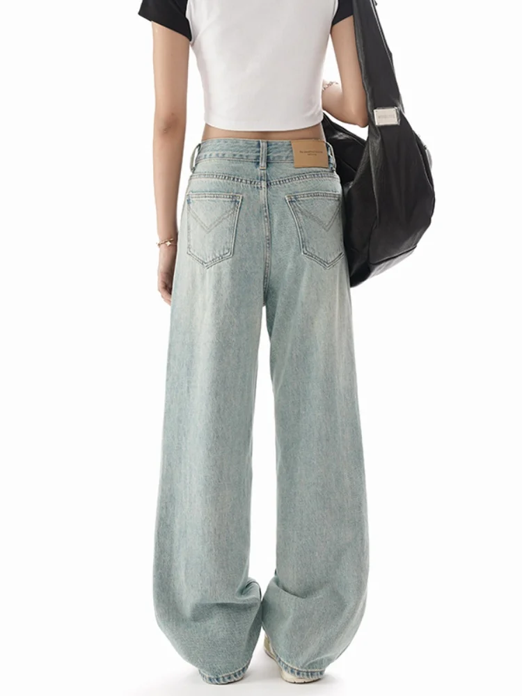 

Light Blue Men's Jeans Summer Thin Wide Leg Pants Straight Cut Bootcut Long Trousers American High Street Sle Wear Resistant