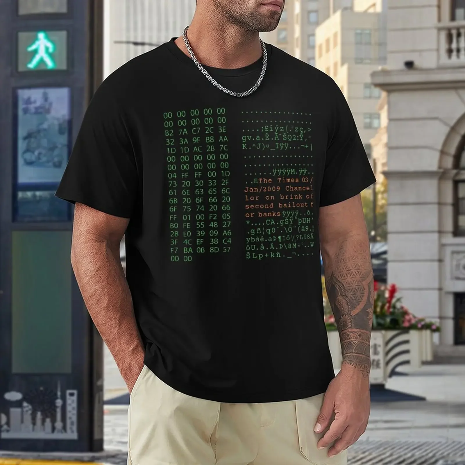 Genesis Block Satoshi Nakamoto Hodl Bitcoin Classic T-shirt Crewneck Sports  Nerd Top Tee Novelty Fitness USA Size