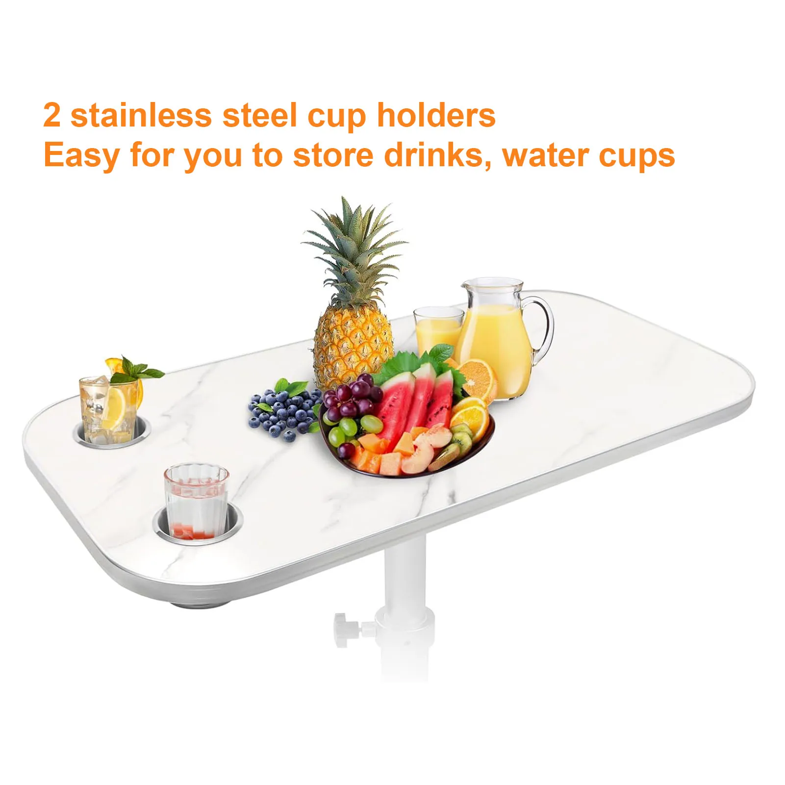 800X400mm RV Tafelblad met 2 Bekerhouders Aluminium Rand Verwijderbaar Tafelblad voor Jacht Boot Bureau Patio