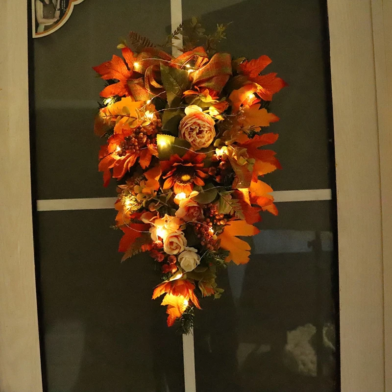 Summer Fall Wreath for Front Door Decorations Artificial Floral Wreath Harvest Garland For Autumn Party Wall Window Decor