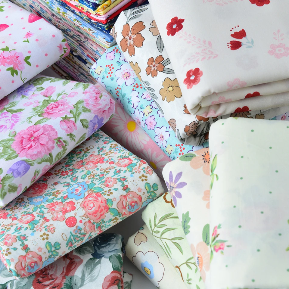 160x50cm Handmade DIY Bedding Flower Pastoral Floral Cotton Printed Twill Fabric