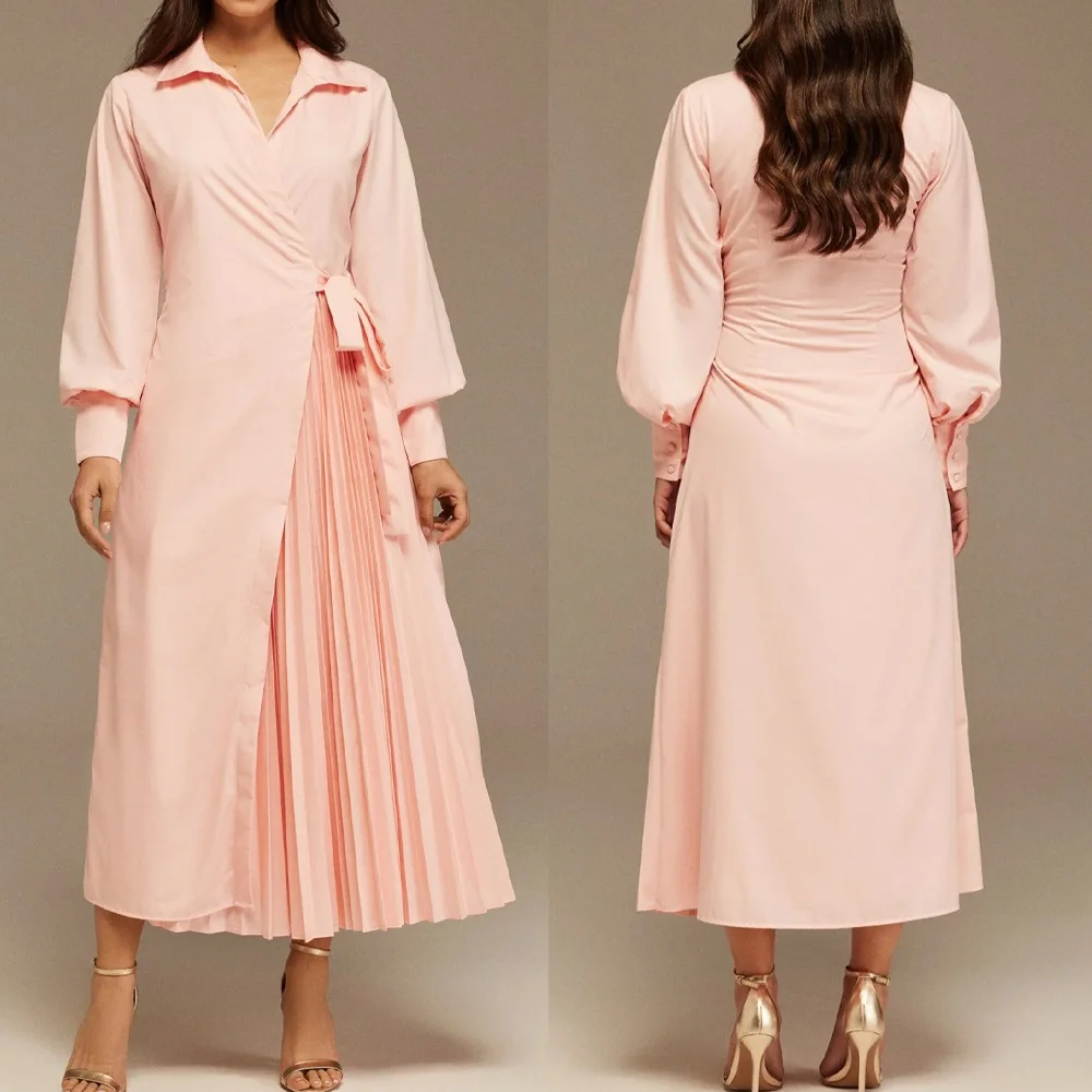 

Customized Warped Dress Poplin with Pleats A-Line Evening Dresses Formal Modern Exquisite High Quality Prom Party Gown for Women