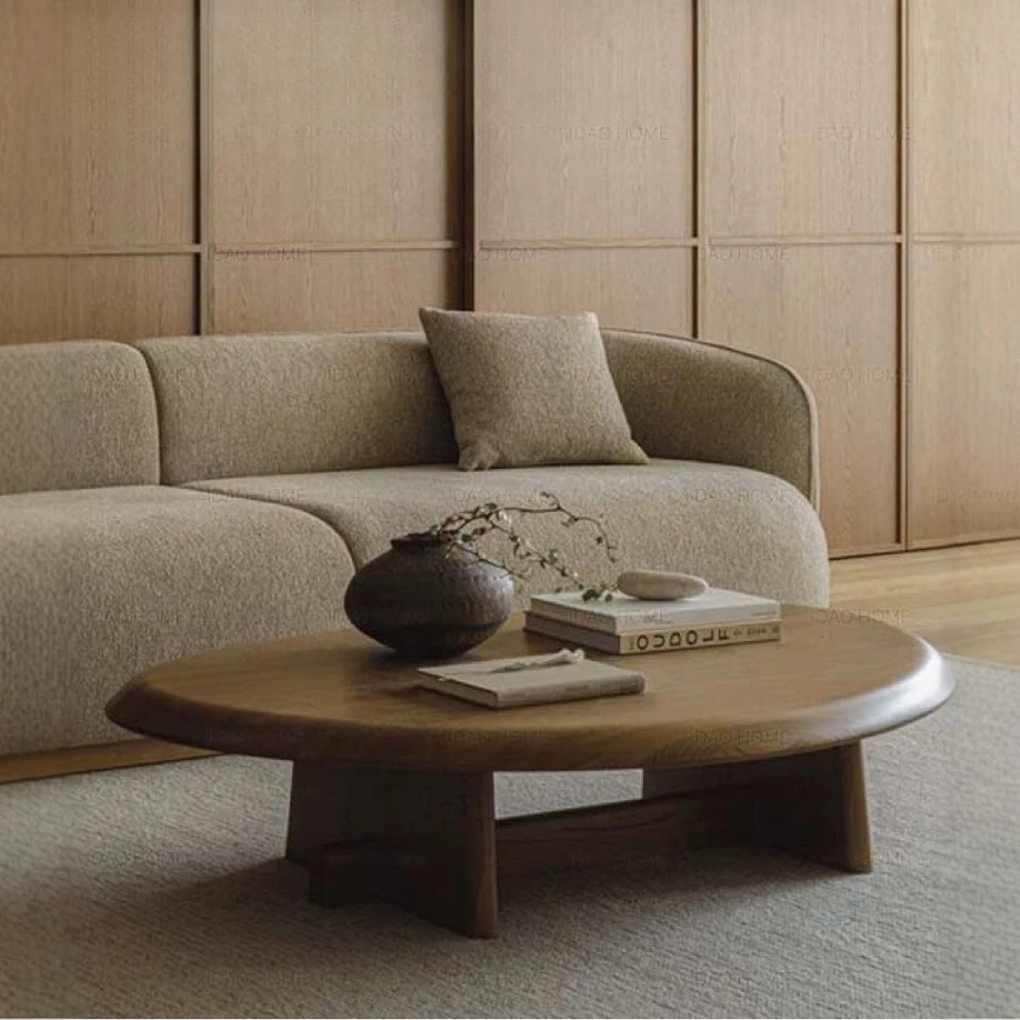 Retro solid wood medium and ancient style minimalist log table sofa side table Internet celebrity coffee table Natural wood
