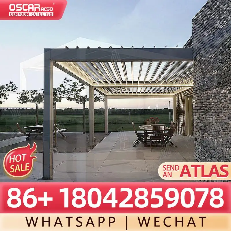 Outdoor Automatic Bioclimatic Garden System Aluminium Motorized Structure for Patio Backyard and Poolside pergola