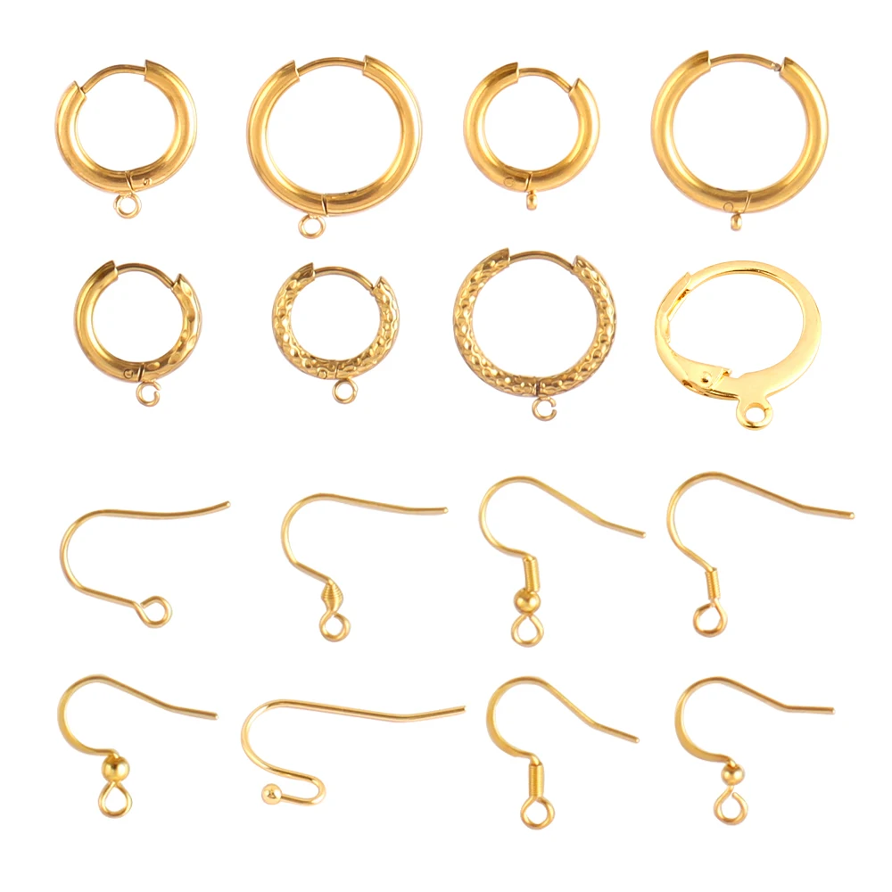 10-50pcs/lot 316 Stainless Steel Earrings French Hoop Earring Clasps Fitting Ear Setting Base For DIY Jewelry Making Supplies