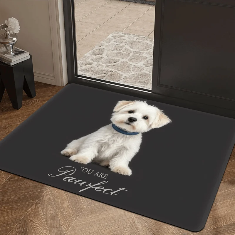 Maltese‑Dog Printed Rug, Animal Decor for Entryway, Bedroom, Living‑Room & Indoor Home Use