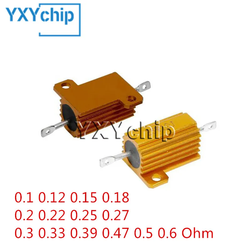 RX24 25W Aluminum Power Metal Shell Case Wirewound Resistor 0.1 0.12 0.15 0.18 0.2 0.22 0.25 0.27 0.3 0.33 0.39 0.47 0.5 0.6 Ohm