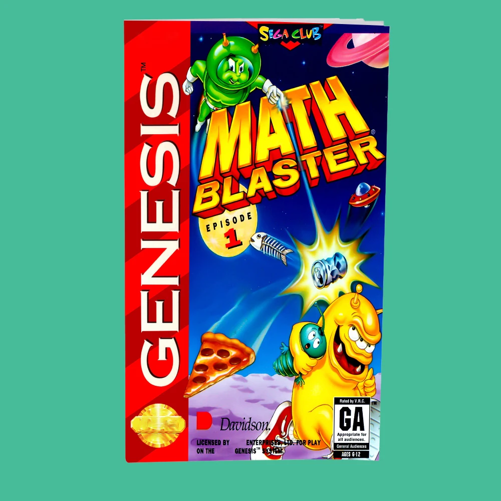 Math Blaster Episode USA Game for SEGA Mega Drive Genesis 16 bit Consoles Game Cartridge Box Manual