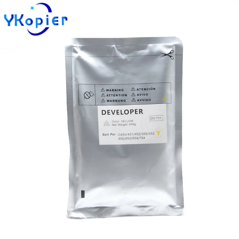 DV711 500G K Bubuk Pengembang untuk Konica Minolta Bizhub C450 C451 C452 C550 C552 C650 C652 C654 C754 430G Pengembang CMY