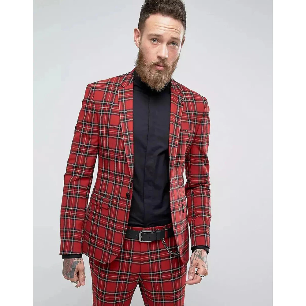 High Quality Men Suit Two-pieces(Jacket+Pants) New Fashion Formal Groom Wedding Prom Banquet Male Clothing