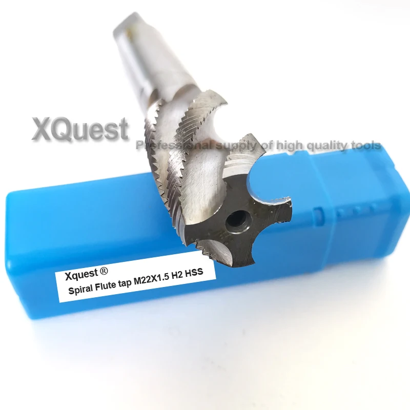 XQuest HSS Machine Spiral Flute tap M22 M22X2.5  Right Hand Fine Thread screw Fluted taps M22X2 M22X1.5 M22X1 cutting tools