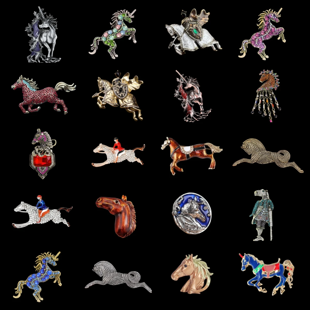 Baroque Luxury Horse and Unicorn Design Brooches for Men and Women, Jewelry and Accessories, Wedding, Holiday, and Party Gifts