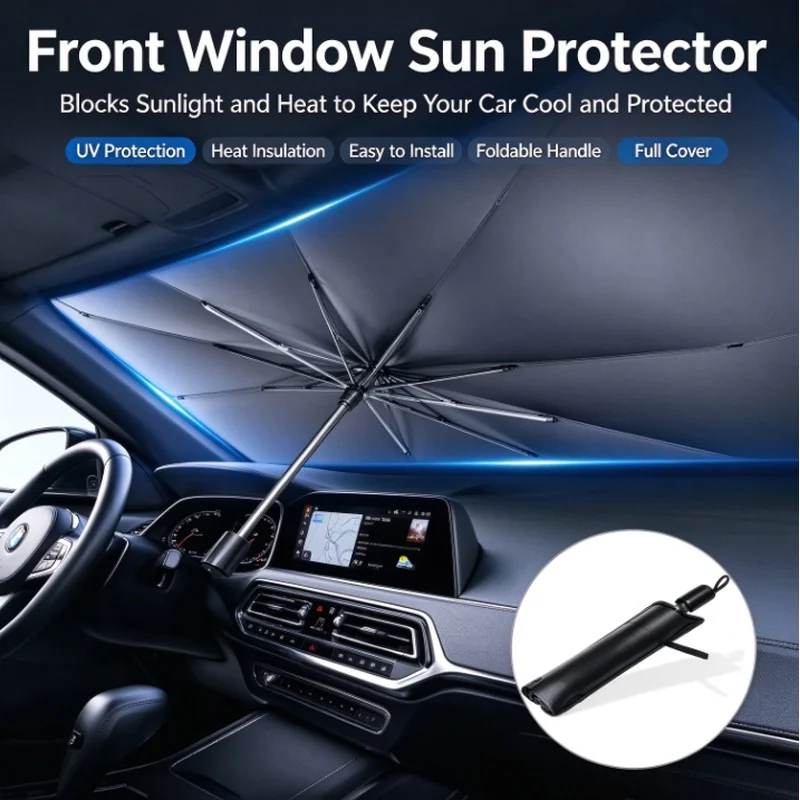 Stocking Stuffers Christmas Gift Car Windshield Sunshade Umbrella Folding Front Parasol Sun Shade for Car Window Sun Protection