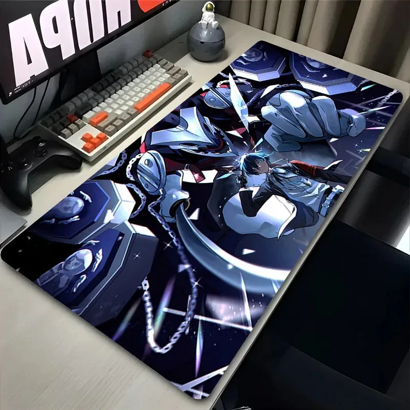 Großes Mauspad P-Persona 3 Anime Schreibtischunterlage Rutschfeste Laptop-HD-Druck-Mausmatte Gaming-Zubehör Tastatur-Mausmatten PC-Teppich