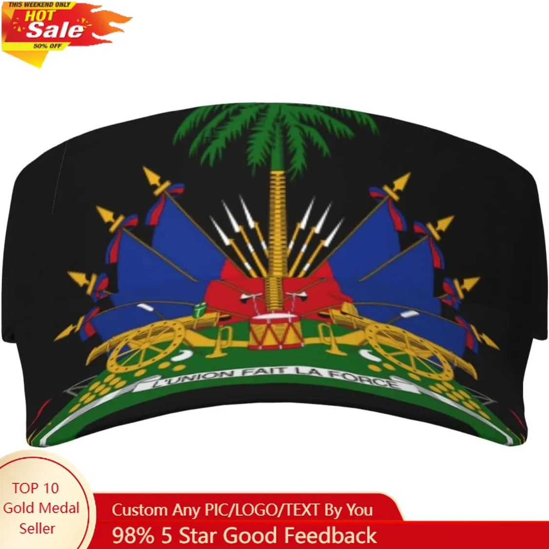 

Funny Retro Haitian Flag Hats Women Men Wide Brim Cute Funny Haiti Flag Fashion Sun Hat Sun Visor Hats