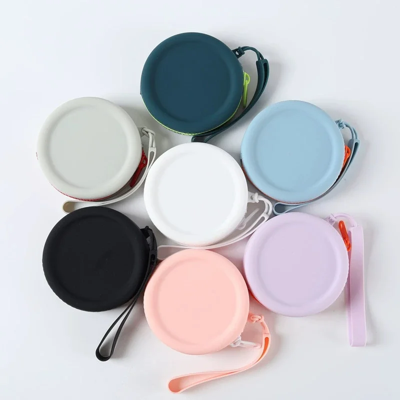 Round Silicone Coin Earphone Makeup Portable Zipper Key Bag 9*9cm