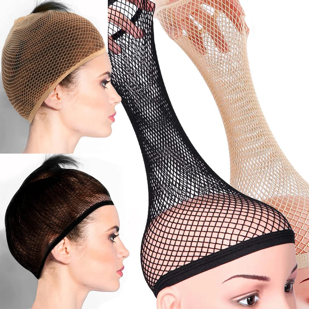 Mesh Wig Cap Stretchable Elastic Black Hair Net Stretch Open Ended Fishnet Wig Net Breathable Mesh Cap for Wig Accessories