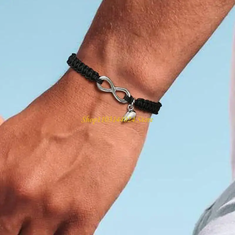 N5KE Two-Piece Heart Bracelet Set with Sliding Cord Adjustment Design