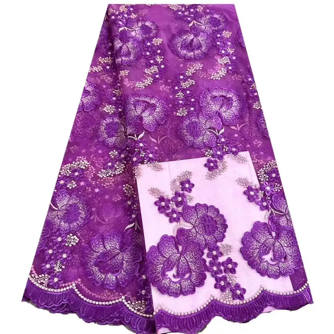 5Yards 2024 Latest Best Quality Delicate Embroidered Austria Lace Very Soft Tulle Fabric For Party Evening Dress NN_5838