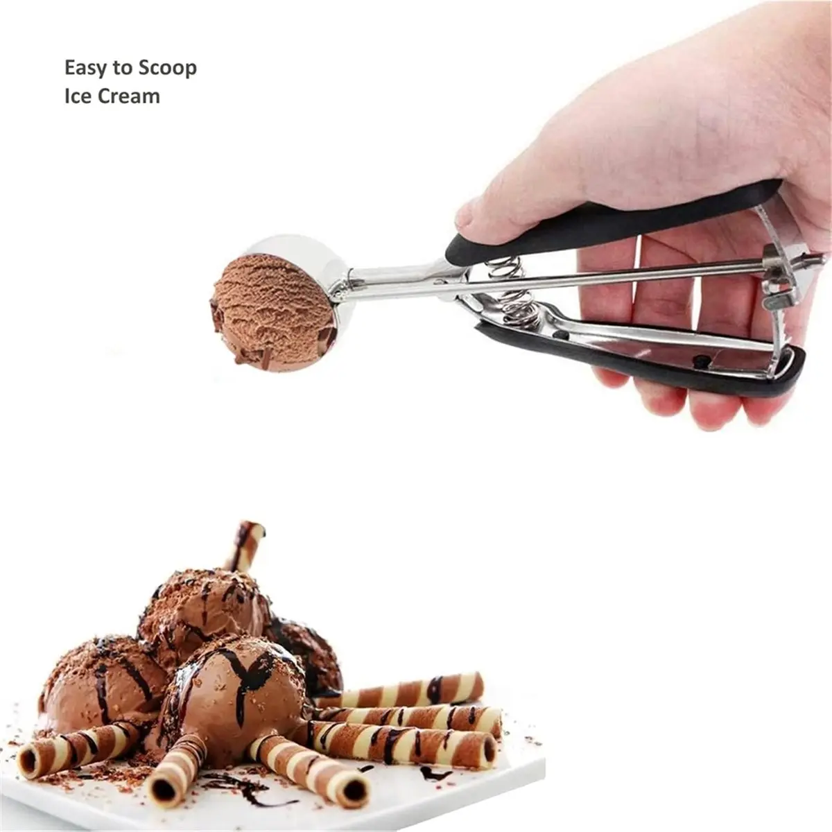 Cookie Scoop Set, 3Pcs Ice Cream Scoop, Cookie Scoops for Baking, Stainless Steel Cookie Scooper for Baking Fruit Spoon