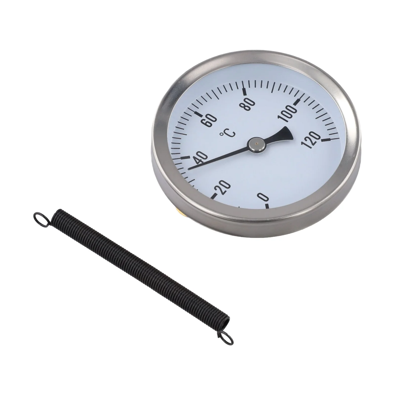 Bimetallic Pipe Thermometer for Industrial and Heating Systems Temperature 0 120 Celsius with Secure Fixing Spring