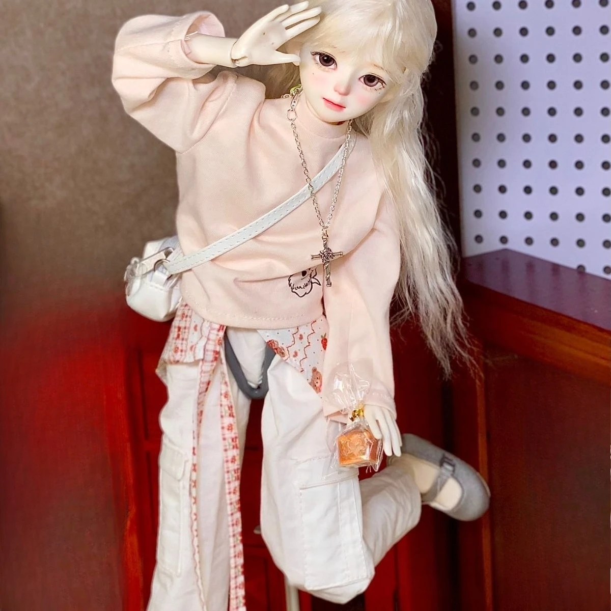 

Кукольный костюм для куклы Bjd 45 см, 1/4 повседневные штаны с длинными рукавами, верхнее платье, игрушки для девочек, игровой домик, аксессуары для кукол, без куклы