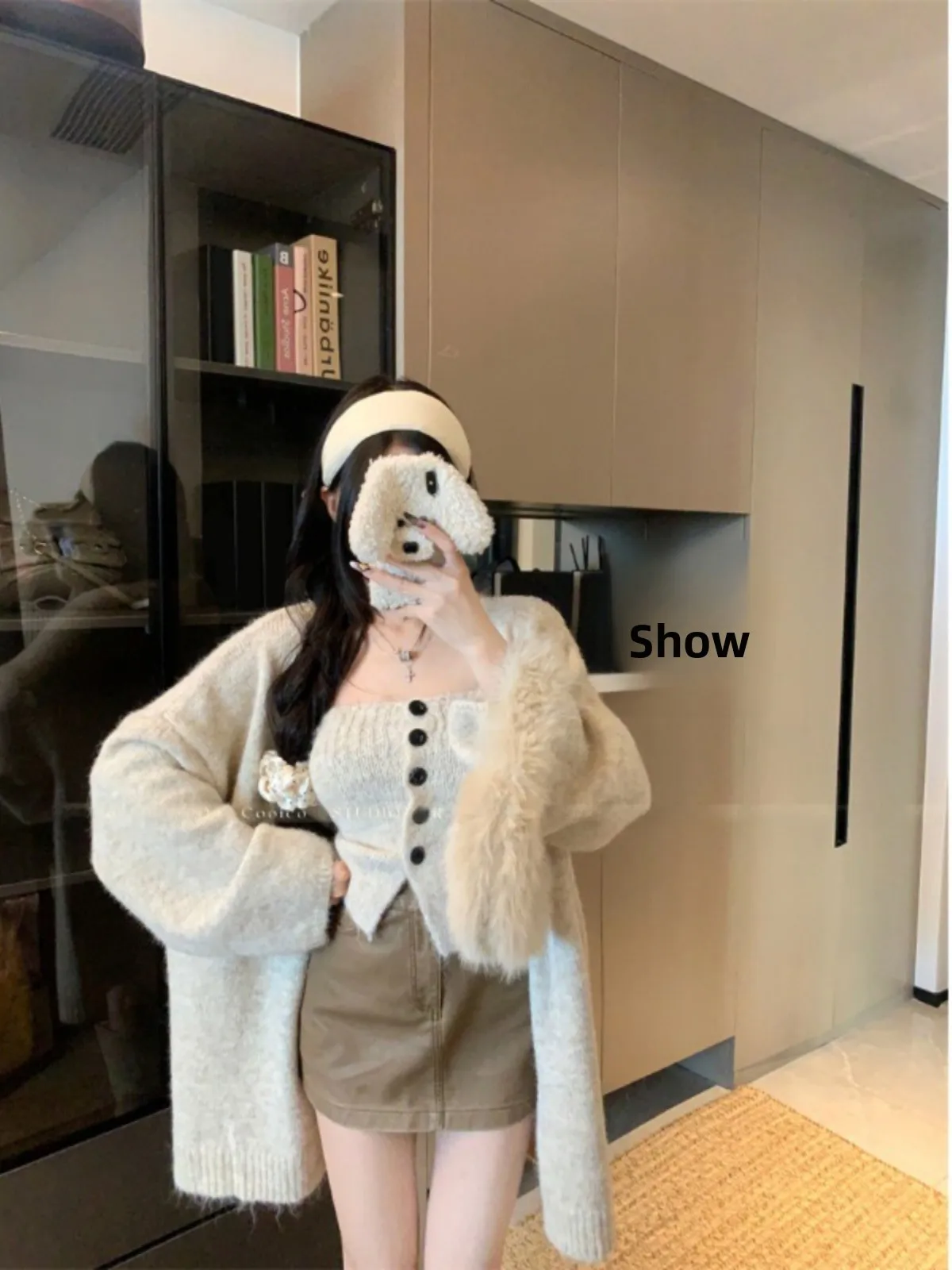 Conjunto de Dos Piezas de Suéter y Chaqueta de Punto Hoada Estilo Coreano Informal para Mujer, Top de Punto, Ceco, Moda ...