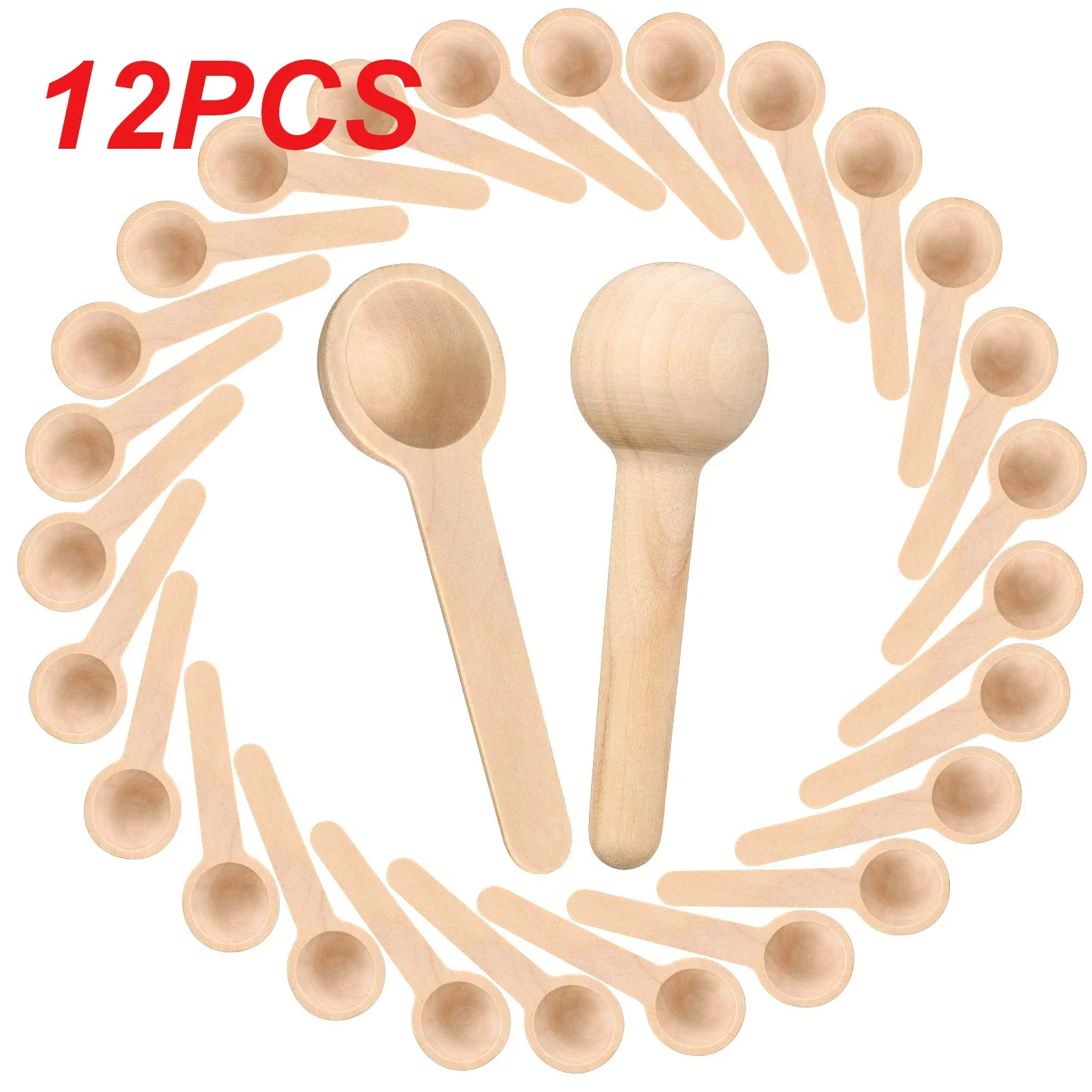 

12/6Pcs Mini Wooden Spoons Small Wooden Spoons Condiments Spoon Bulk for Spice Coffee Condiment Honey Teas Sugar Kitchen Cooking