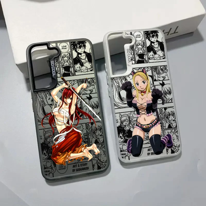 Anime FAIRY TAIL Cool For Samsung Galaxy S24 S23 S22 S21 S20 Plus FE Ultra Colored Silver Plated Inside Phone Case