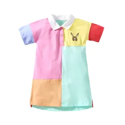 Jumping Meters  Summer Children's Girls Dresses Hot Selling Toddler Clothing Short Sleeve Cotton Baby Frocks Kids Birthday Dress