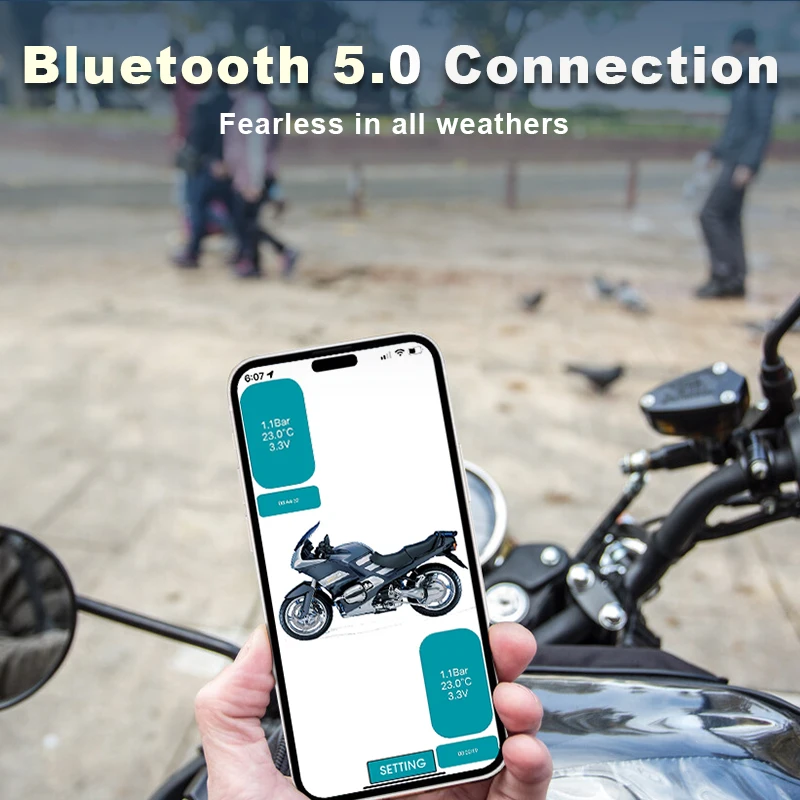 Car TPMS Bluetooth 5.0 Tire Pressure Monitoring System Mobile Phone Connect Motorcycle Car Tyre Pressure Sensor for lOS Android