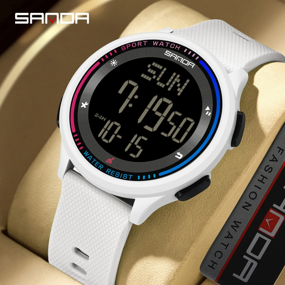 SANDA 6158 Fashion Waterproof Sports Mode Wristwatches Stopwatch Kids Children Digital Movement Teenager Students Watch Clock