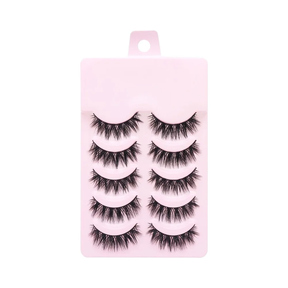 Popular 5 Pairs Manga Lashes Anime Cosplay Multiple Styles Faux Mink Lashes Handmade DIY Nude Makeup Men