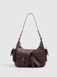 JIAERDI Retro Y2k Underarm Bag Purse Women High Street Leather Chic Brown Handbag Ladies Vintage Shoulder Bags Bolsos De Mujer