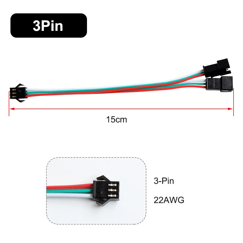 2Pin/3Pin/4Pin/5Pin/6Pin LED Strip Splitter Cable SM JST Connector 1 To 2 Male and Female For WS2812 WS2811 RGB RGBW Led Lights