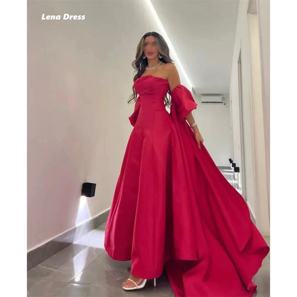 Lena Satin Luxurious Women's Evening Dresses Woman Elegant Red Off the Shoulders Graduation Dresses for Formal Occasions Party