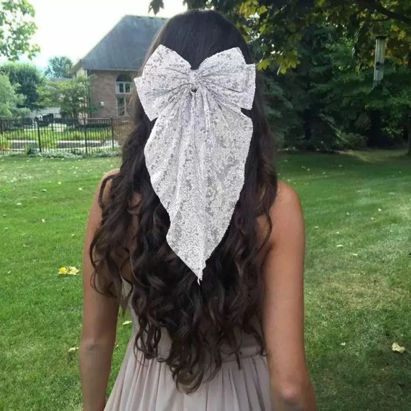 Pailletten-Haarnadel mit doppellagiger Netz-Schleife, niedlicher Haarschmuck für Frauen – Detail 6