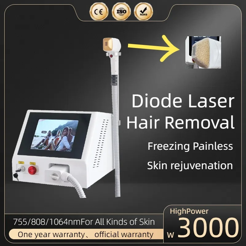 

High power ice platinum semiconductor diode laser hair removal device 755 808 1064 facial painless hair removal device