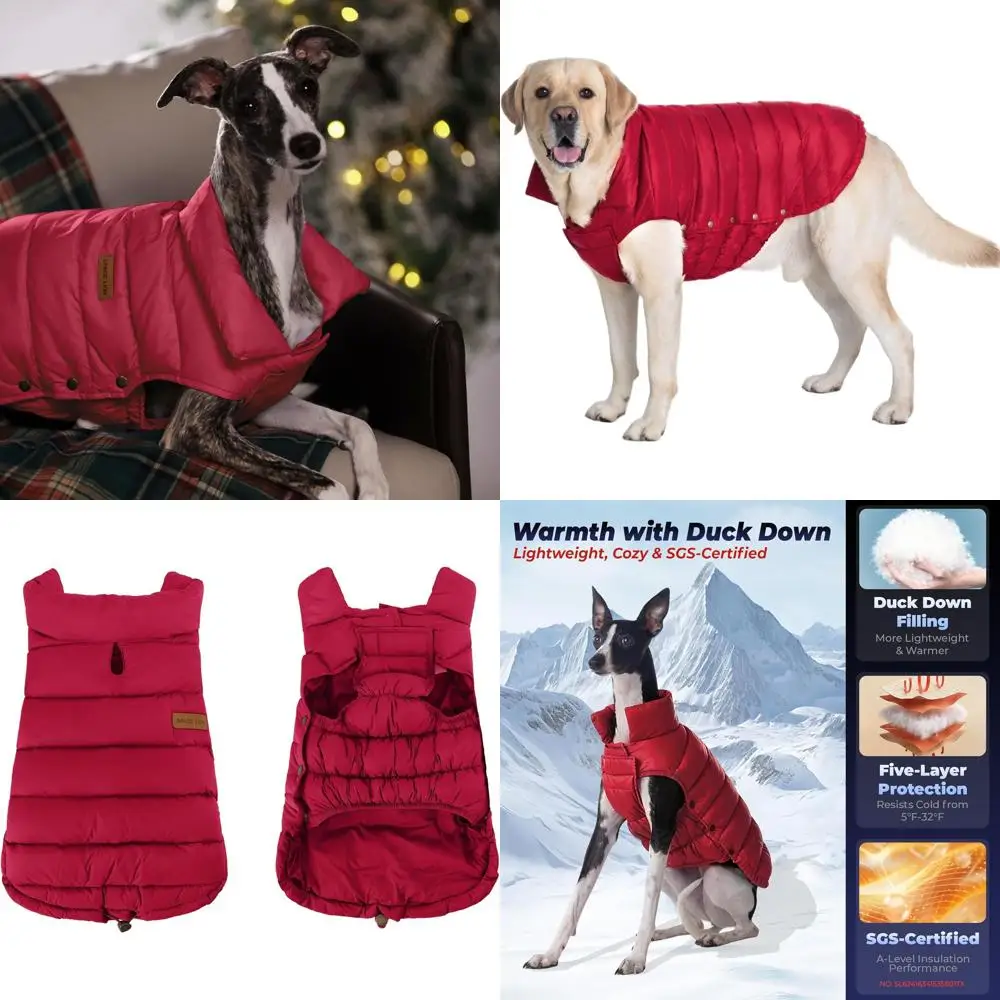 

Red Winter Dog Coat, Lightweight & Adjustable for Large Dogs, Suitable for Cold and Windy Weather, Size 24/2XL