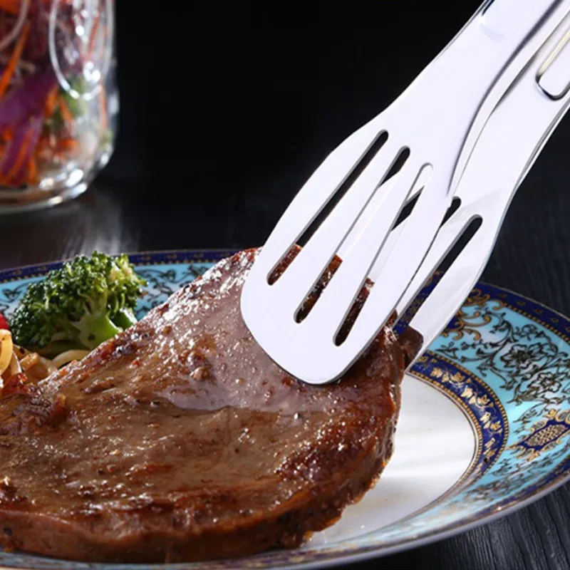 Edelstahl Lebensmittel Zange Grill Zange Fleisch Salat Steak Lebensmittel Servieren Clip Pinzette Lange BBQ Kochen Zange Küche Utensilien – Detail 6