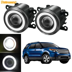 2 Pieces Car LED COB Fog Light Angel Eye DRL For Ford Explorer 2011-2015 30W 3000LM Front Bumper Fog Daytime Running Lamp H11
