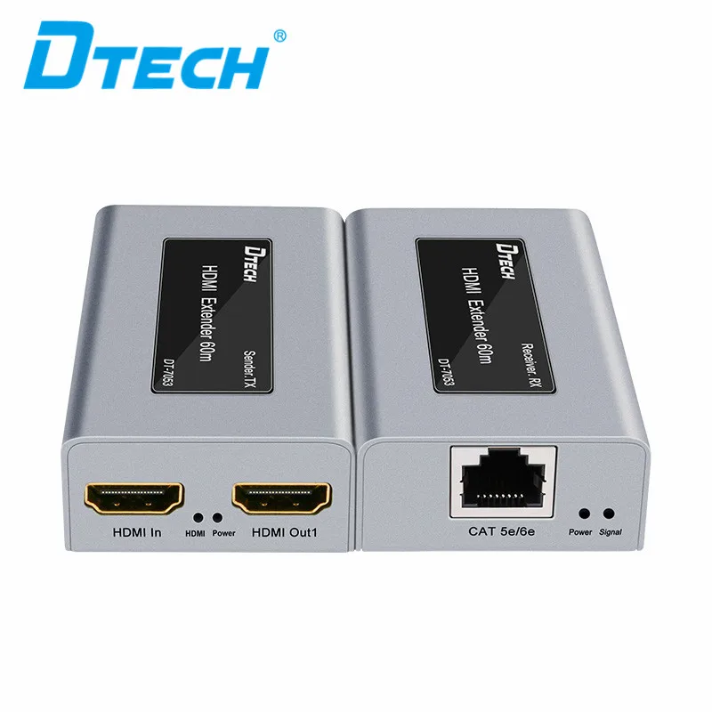 Dtech Heißer Verkauf über Cat5e/6e Geschwindigkeit 60m 1080p@60hz HDMI Extender 60m mit IR für Computer