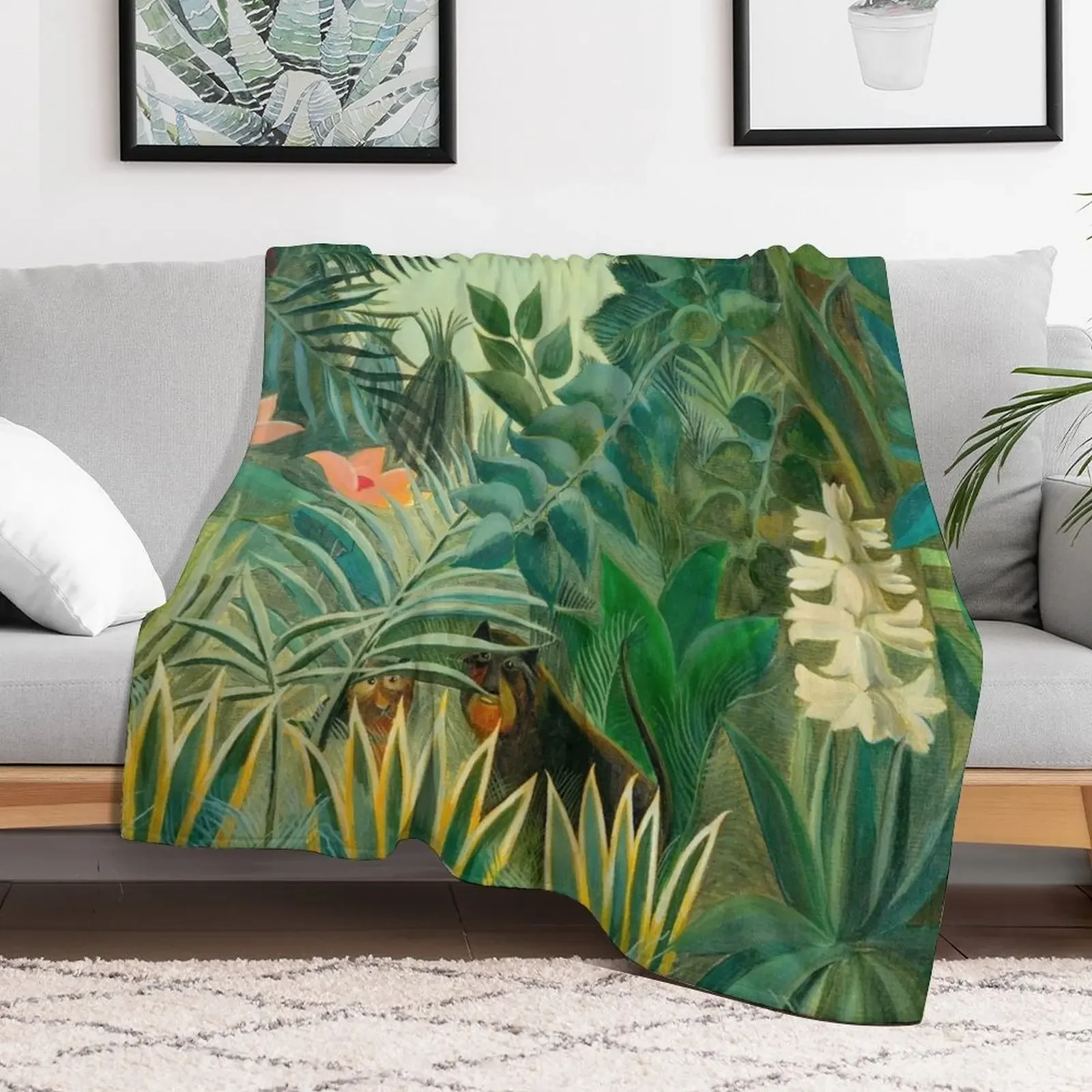 The Equatorial Jungle - Henri Rousseau Throw Blanket Shaggy Soft Beds Beach Blankets