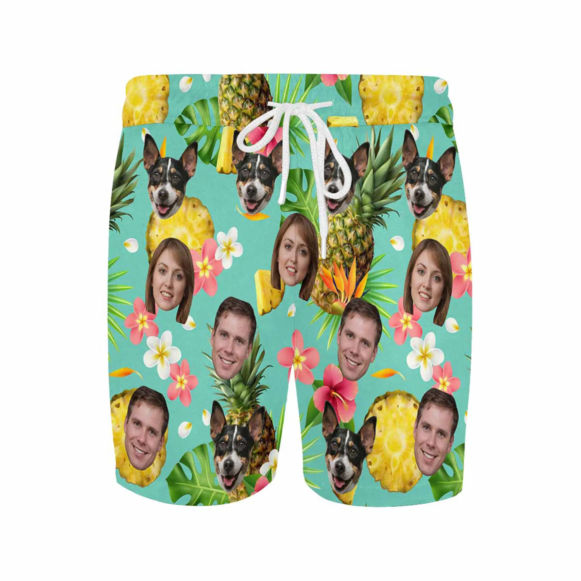 Personalized Men's Swim Trunks with Photo Face Swim Trunks Hawaiian Beach Shorts Pool Party Men's Swimwear Valentine's Day Gift