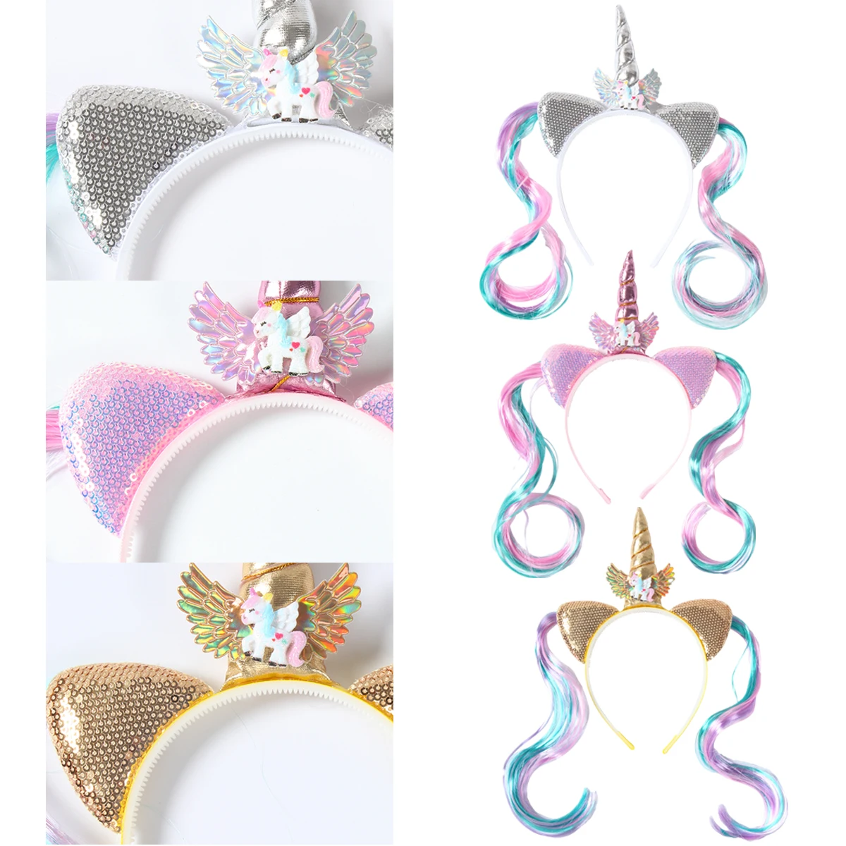 Unicorn Headband Birthday Girl Baby Shower Party Cute Kids Hair Hoop Hairbands Accessories Unicorn Birthday Party Decor Headwear