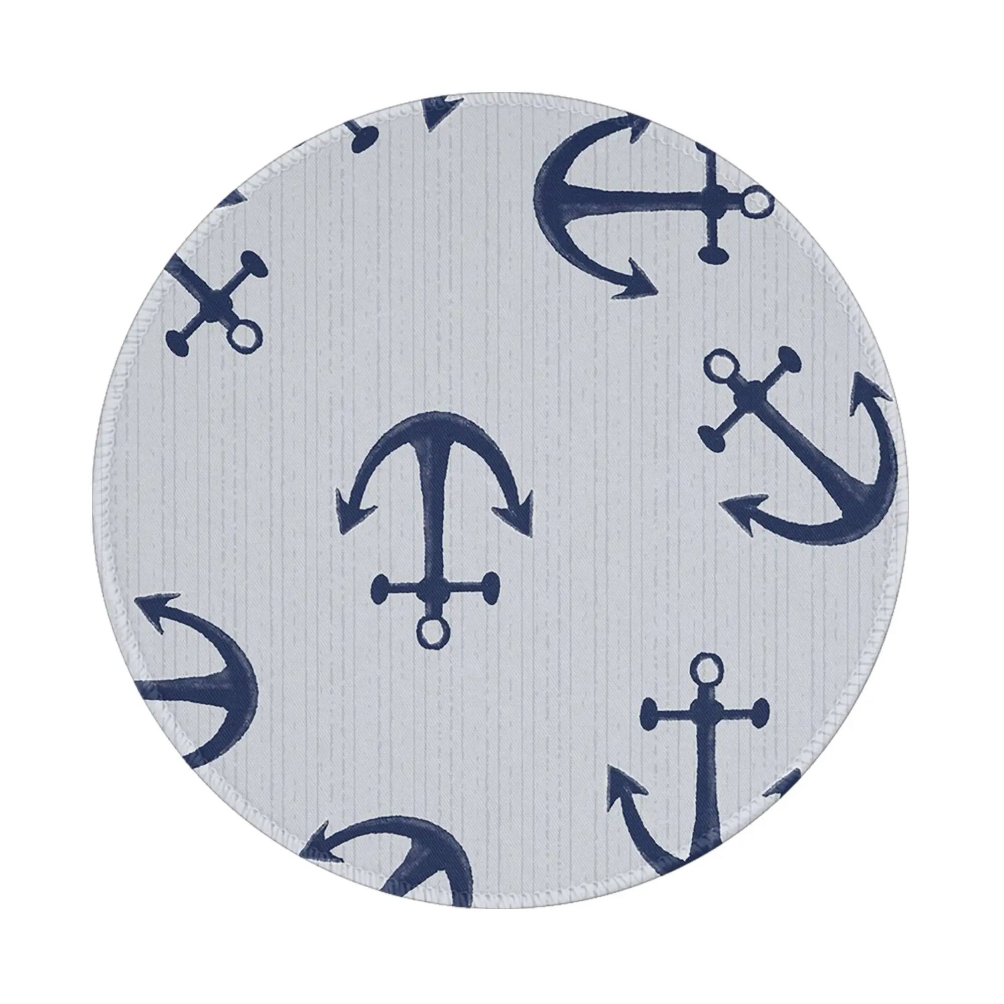 Maritime pattern of blue anchors on light gray Mouse Pad Computer Keyboard Mouse Mat PC Laptop Desk Mat Accessories Table Mats